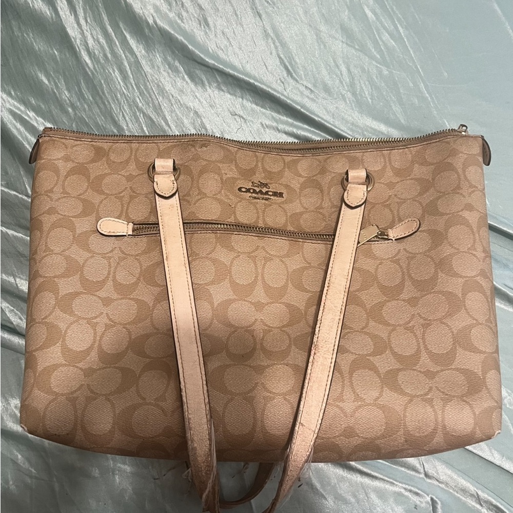 Coach Tan Classic Tote with Signature Monogram